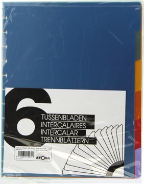 Tabbladen voor a4+ schrift 6 tabs pp assorti atoma