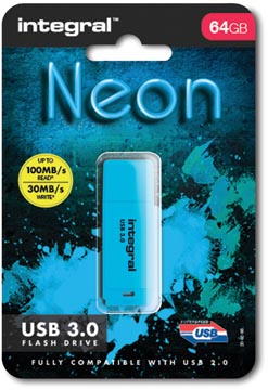 Usb3 neon 64gb blauw integral