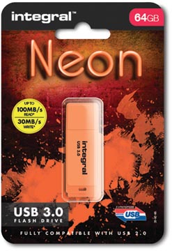 Usb3 neon 64gb oranje integral