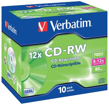 D.10 cd-rw 700 mb jewel case verbatim