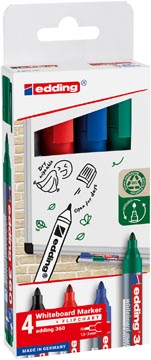 B.4 marqueur pour tableaux blancs 360 bleu/rouge/vert/noir edding