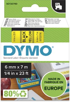 Dymo d1 tape 6mm x 7m zwart op geel
