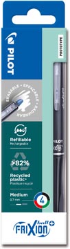 Pilot FriXion Ball Plus roller, moyen, couleurs assorties, étui de 4 pièces
