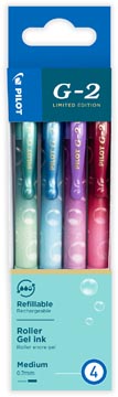 Pilot roller G-2 Bubble, moyen, couleurs assorties, étui de 4 pièces