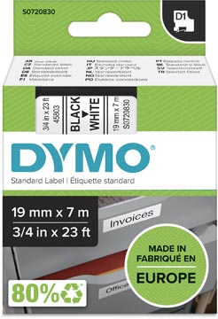 Dymo d1 tape 19mm x 7m zwart op wit