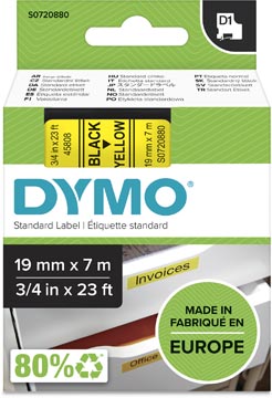 Dymo d1 tape 19mm x 7m zwart op geel