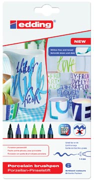 Etui 6 brushpen porcelein cool 4200 assorti edding