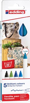 Edding textielstift 4600, set van 5 stuks in geassorteerde koude kleuren