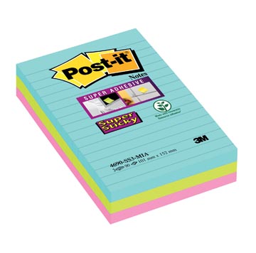 P.3 post-it notes super sticky cosmic ligne 4690-ss3-mia 101 x 152 mm assorti