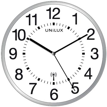 Unilux Mai Wave horloge murale, radiopilotée, diamètre 37,5 cm, gris-blanc