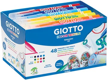 Giotto Decor Textile feutres textile, paquet d'école de 48 pièces en couleurs assorties