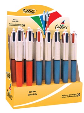 D.20 balpennen 4 kleuren medium en fijn assorti bic