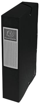 Elastobox met 3 kleppen glanskarton rug 60mm a4 zwart exacompta