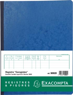 Exacompta register garagist en pomphouder, Franstalig