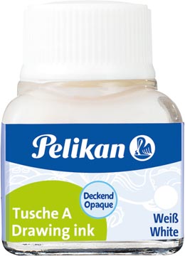 Flesje 10 ml oost-indische inkt wit pelikan