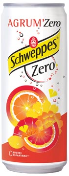 Schweppes Agrum Zero, boisson rafraîchissante, canette de 33 cl, paquet de 24 pièces