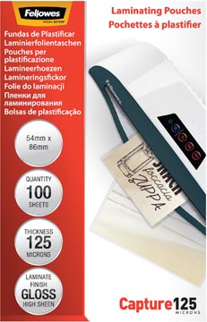 D.100 lamineeretuis 125 micron 54x86 mm fellowes