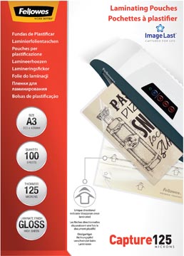 B.100 etuis de plastifier 125 mic a3 fellowes