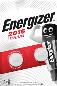 Energizer pile bouton CR2016, blister de 2 pièces