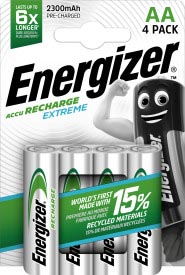 Bl.4 herlaadbare batterijen extreme aa energizer