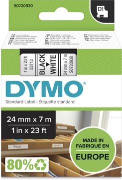 Dymo d1 tape 24mm x 7m zwart op wit