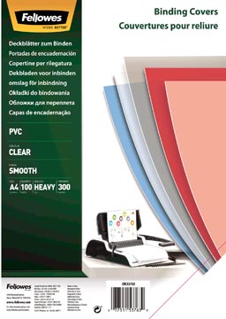 D.100 transparante pvc dekbladen 40% gerecycleerd 300 micron a4 fellowes