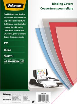 D.100 transparant pvc dekbladen 40% gerecycleerd 200 micron a3 fellowes