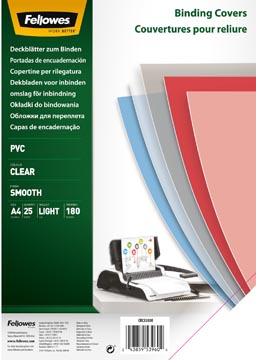 P.25 transparante pvc dekbladen 40% gerecycleerd 180 micron a4 fellowes