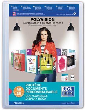 Protege-documents personalisable pp 20 pochettes a4 transparent oxford
