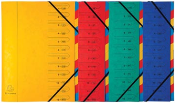 Exacompte Trieur-classeur 12 compartiments, couleurs assorties