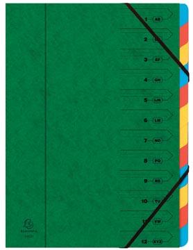 Trieur 12 compartiments a4 vert exacompta