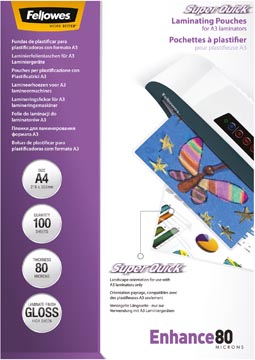 D.100 lamineeretuis super quick 80 micron a4 fellowes
