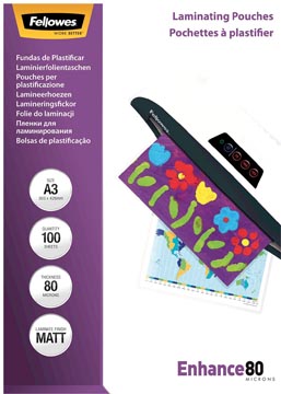 D.100 lamineeretuis mat 80 micron a3 fellowes