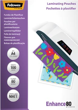 D.100 lamineeretuis mat 80 micron a4 fellowes