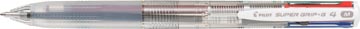 Pilot Super Grip G-4 stylo bille 4 couleurs, moyen, 4 couleurs d'encre classique, corps transparent