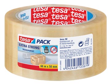 Verpakkingstape pvc 50mm x 66m transparant tesa