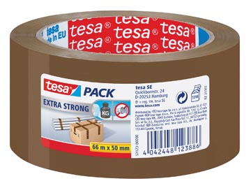 Verpakkingstape pvc extra strong 66m x 50 mm bruin tesa