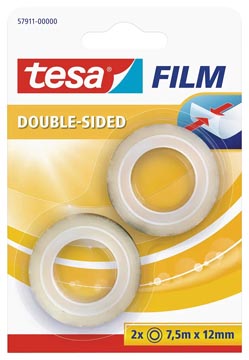 Tesafilm Double-Sided, ft 7,5 m x 12 mm, blister de 2 pièces