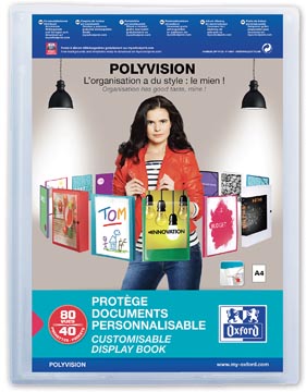 Protege-documents personalisable pp 40 pochettes a4 transparent oxford