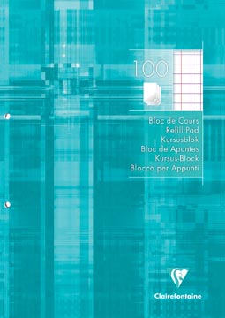 Kursusblok geruit 10 mm 100 vel 90gr a4 clairefontaine