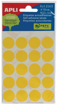 P.5 vel 2063 diam. 19 mm geel apli
