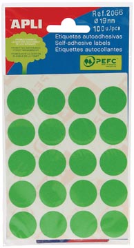 P.100 etiketten  diam. 19 mm groen apli