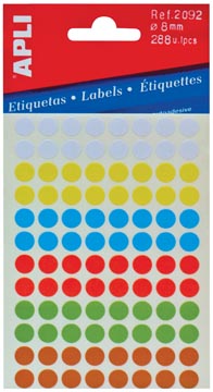 P.288 etiketten diam. 8 mm assorti apli