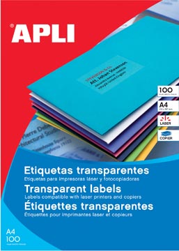 D.20 vel 1225 210 x 297 mm 1 etiket/vel transparant apli