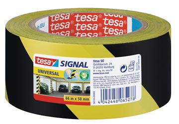 Waarschuwingstape 50 mm x 66 m geel/zwart tesa
