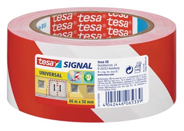 Waarschuwingstape rood/wt 50 mm x 66 m tesa