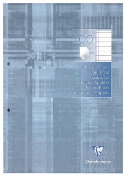 Kursusblok gelijnd 100 vel 90gr a4 clairefontaine