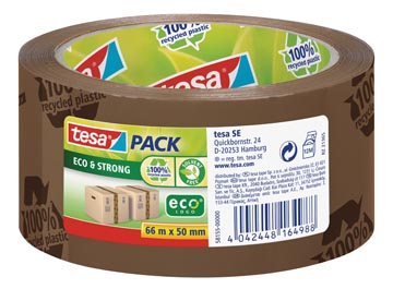 Verpakkingstape eco &amp; strong ecologo pvc 66m x 50 mm bruin tesa