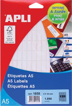 B.15 feuilles etiq a5 8 x 20 mm print &amp; write apli