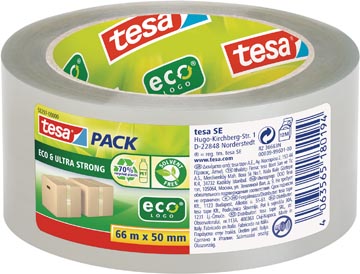 Tesapack eco &amp; ultra strong ecologo, 50 mm x 66 m, transparant